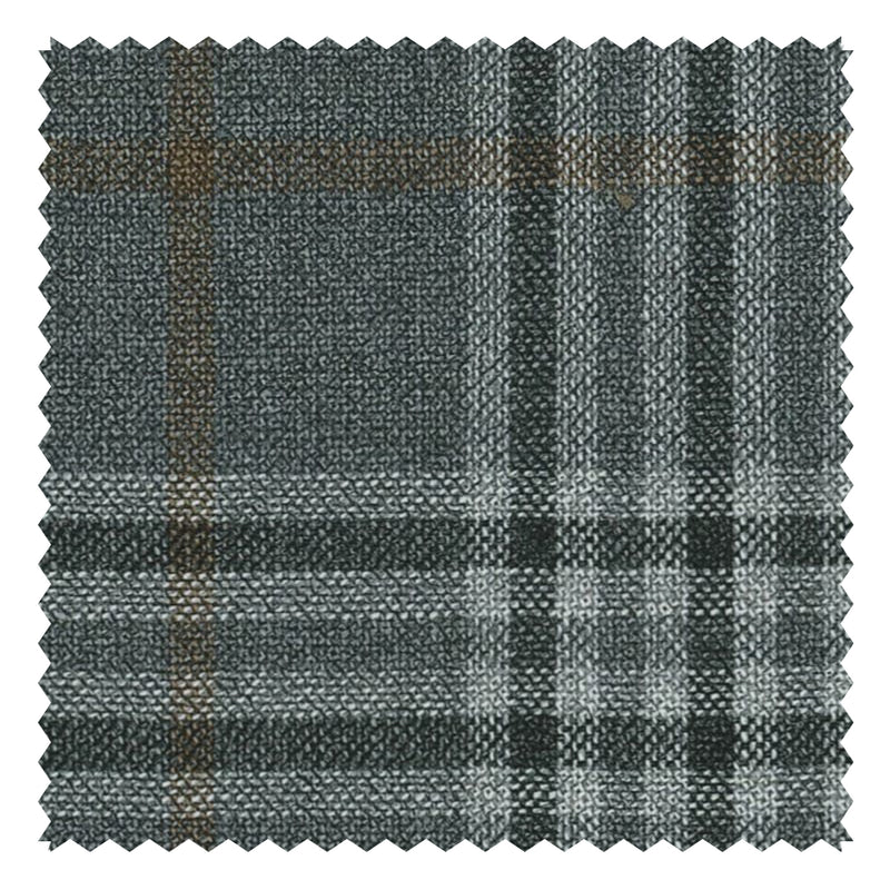 Grey Check With Large Brown Windowpane 4 Ply "Airesco" Suiting