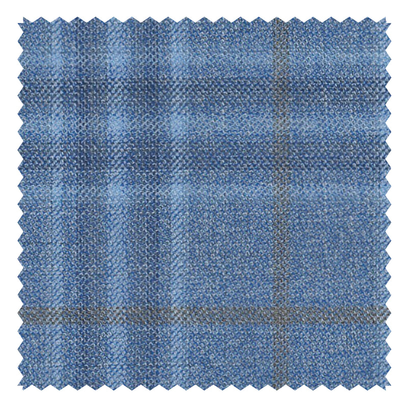 Blue Block Check (Plaid) With Antique Gold Windowpane "Crystal Springs" Jacketing