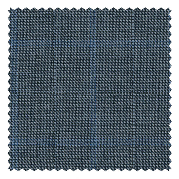 Slate Blue Sharkskin Windowpane Fancy "Perennial Classics" Suiting