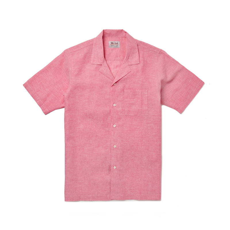 Pink Linen Camp Collar Shirt