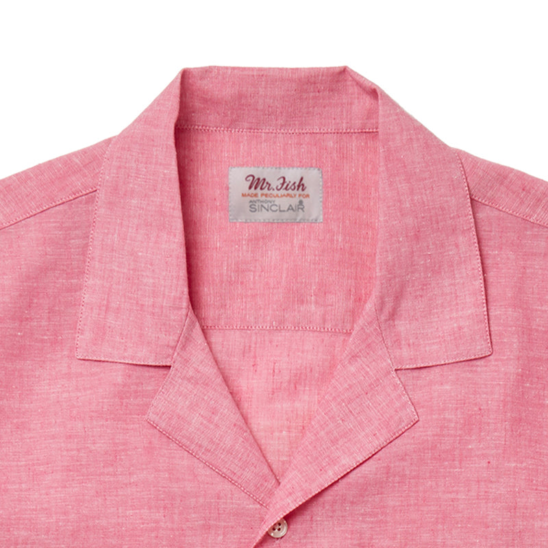 Pink Linen Camp Collar Shirt