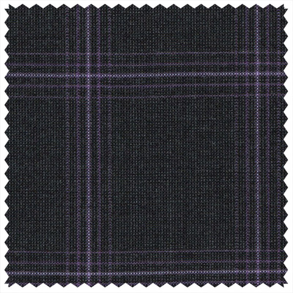 Charcoal/Purple Diffused Windowpane "Gostwyck Lightweight" Suiting