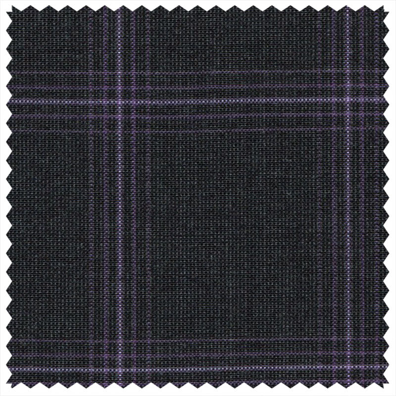 Charcoal/Purple Diffused Windowpane "Gostwyck Lightweight" Suiting