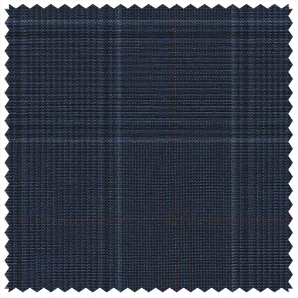 French Navy Mock Glen Check (Plaid) with Red Deco "Gostwyck Lightweight" Suiting