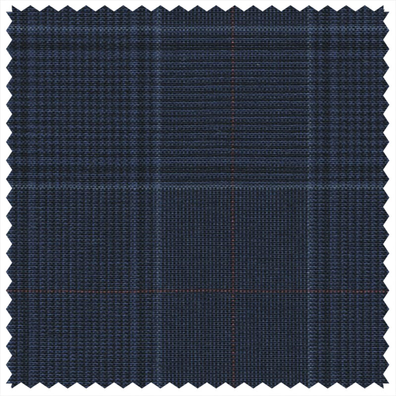 French Navy Mock Glen Check (Plaid) with Red Deco "Gostwyck Lightweight" Suiting