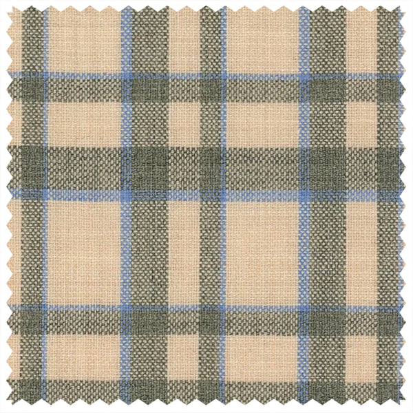 Tan/Light Blue Irregular Check (Plaid) "Summer Ascot" Jacketing