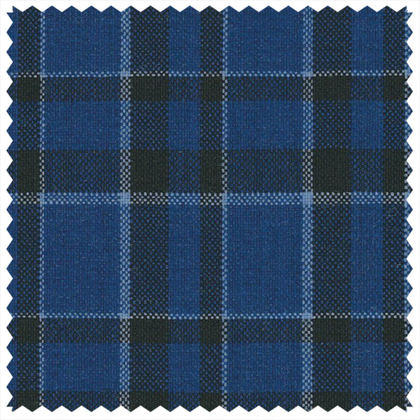 French Blue/Navy Irregular Check (Plaid) "Summer Ascot" Jacketing