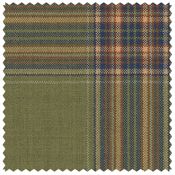 Olive/Burnt Orange Large Tartan Check "Summer Ascot" Jacketing