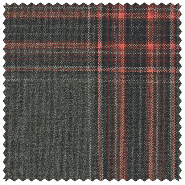 Dark Grey/Coral Large Tartan Check "Summer Ascot" Jacketing