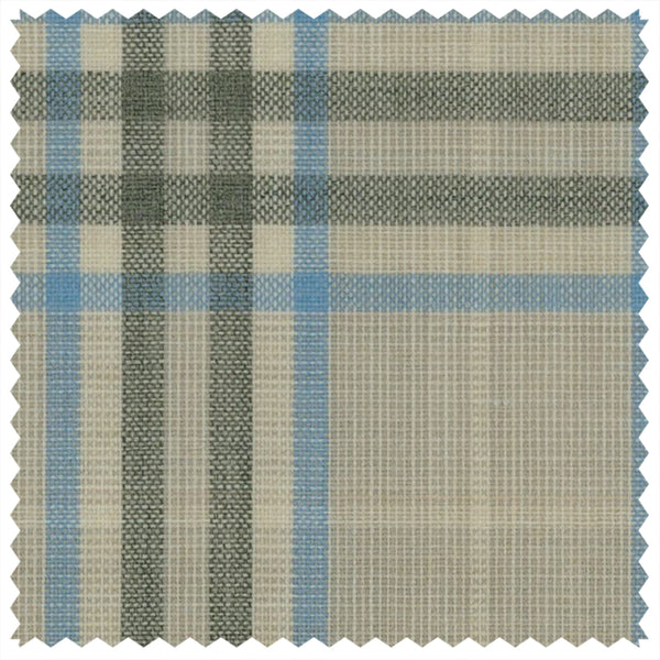 Light Tan/Ice Blue Plaid Check "Summer Ascot" Jacketing