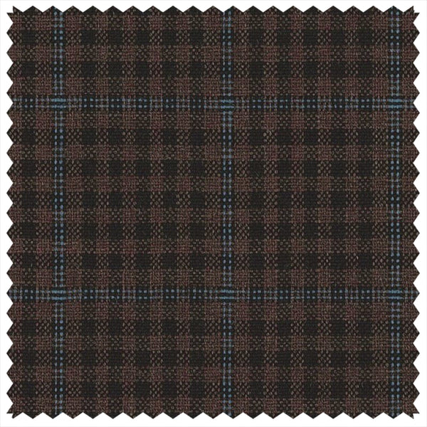 Dark Brown Gunclub with Blue Windowpane "Summer Ascot" Jacketing