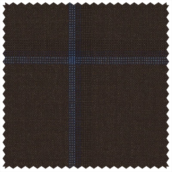 Dark Brown/Blue Unbalanced Windowpane "Summer Ascot" Jacketing