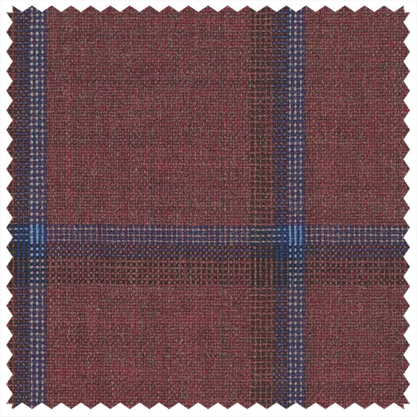 Red/Light Blue Unbalanced Windowpane "Summer Ascot" Jacketing