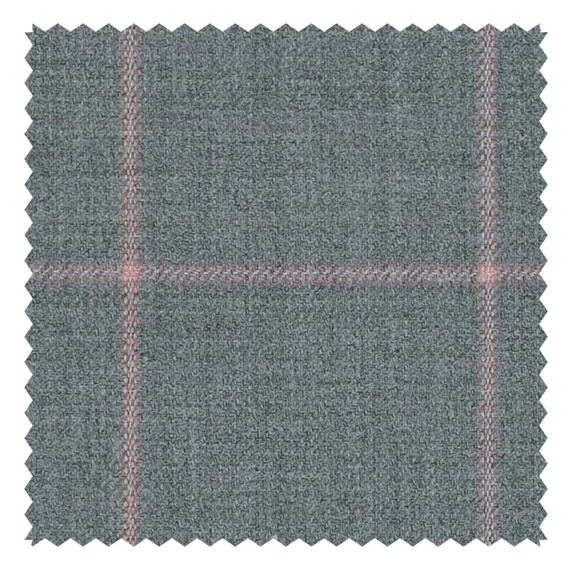 Silver/Pink Guarded Windowpane "Cape Horn" Suiting