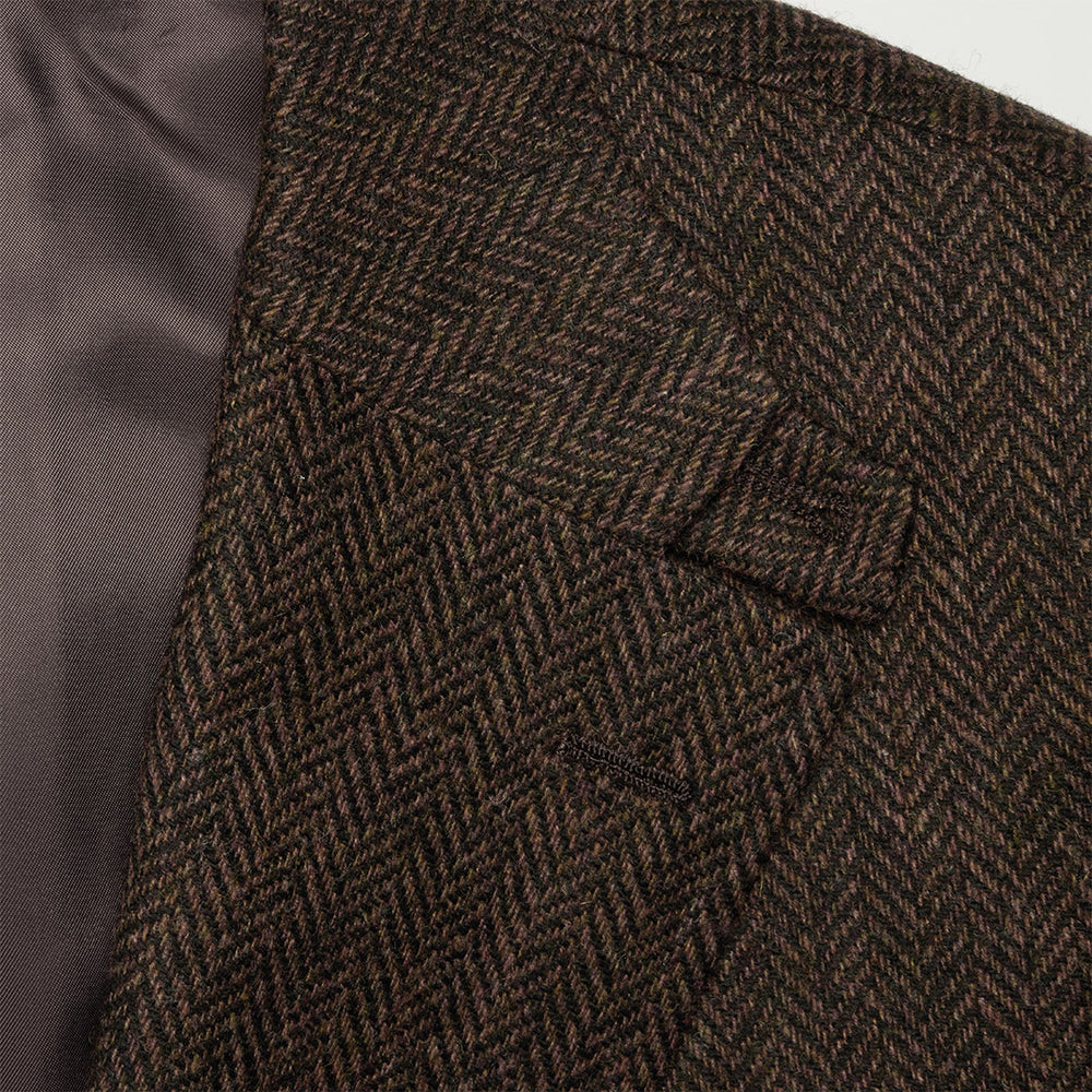 Anthony Sinclair Brown Herringbone Tweed Half Norfolk Jacket Anthony Sinclair Brown Herringbone Tweed Half Norfolk Jacket