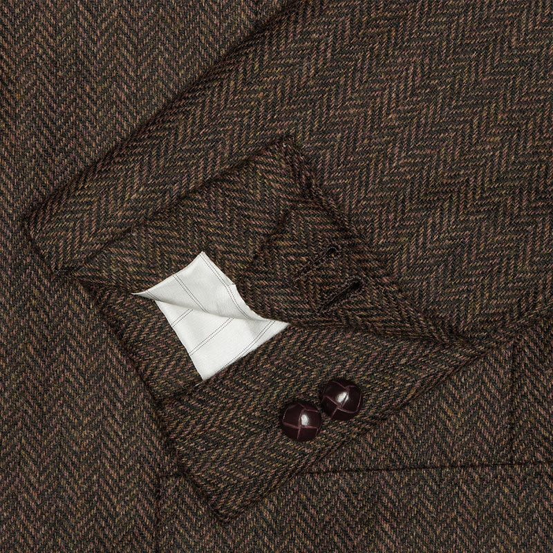 Brown Herringbone Tweed Half Norfolk Jacket