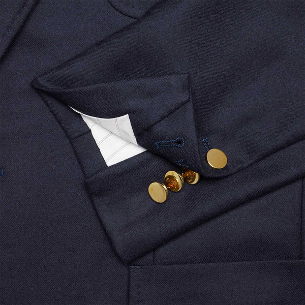 Navy Doeskin Blazer with Brass Buttons