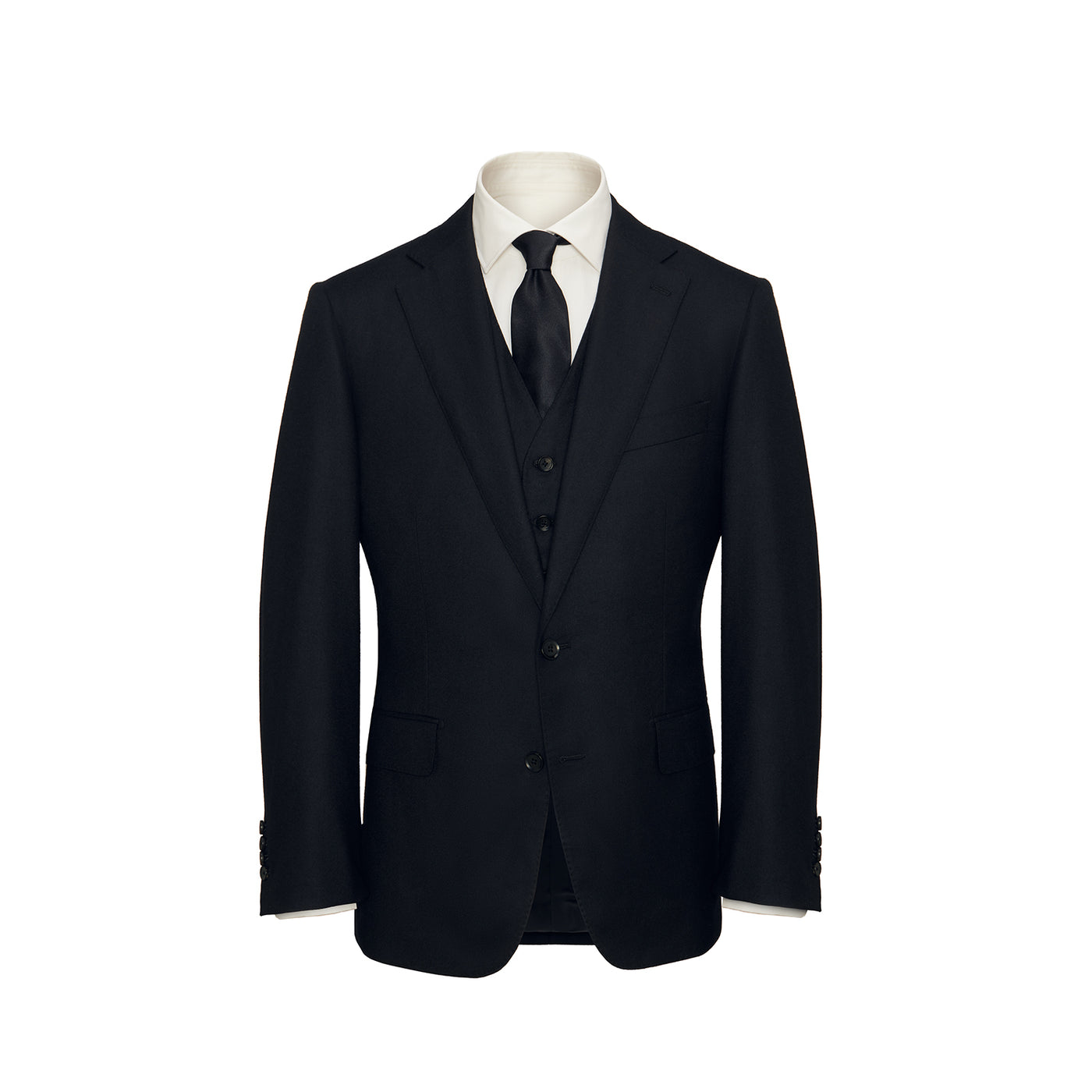 Three-Piece Black Flannel Suit – Anthony Sinclair