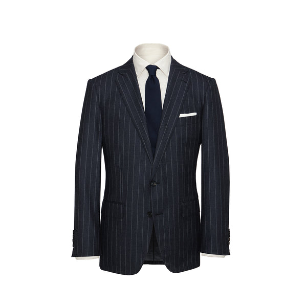 【美品】COMPRESSION STRIPE FLANO JERSEY　スーツ Two-Piece Dark Grey Chalk Stripe Flannel Suit – Anthony Sinclair