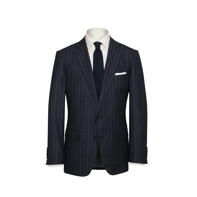 Two-Piece Dark Grey Chalk Stripe Flannel Suit